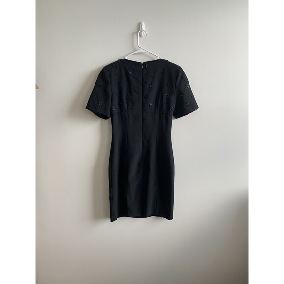 Morgan Taylor Evening Size 4 Black Beaded Dress Knee Length Short Sleeve - Picture 5 of 7